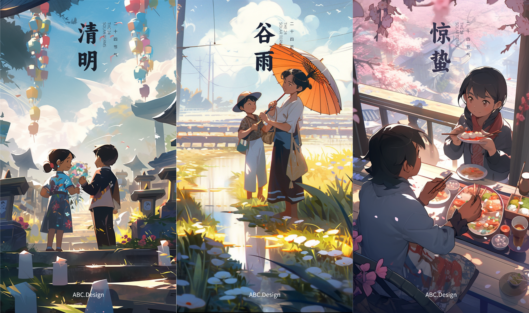 二十四节气二次元风格海报
